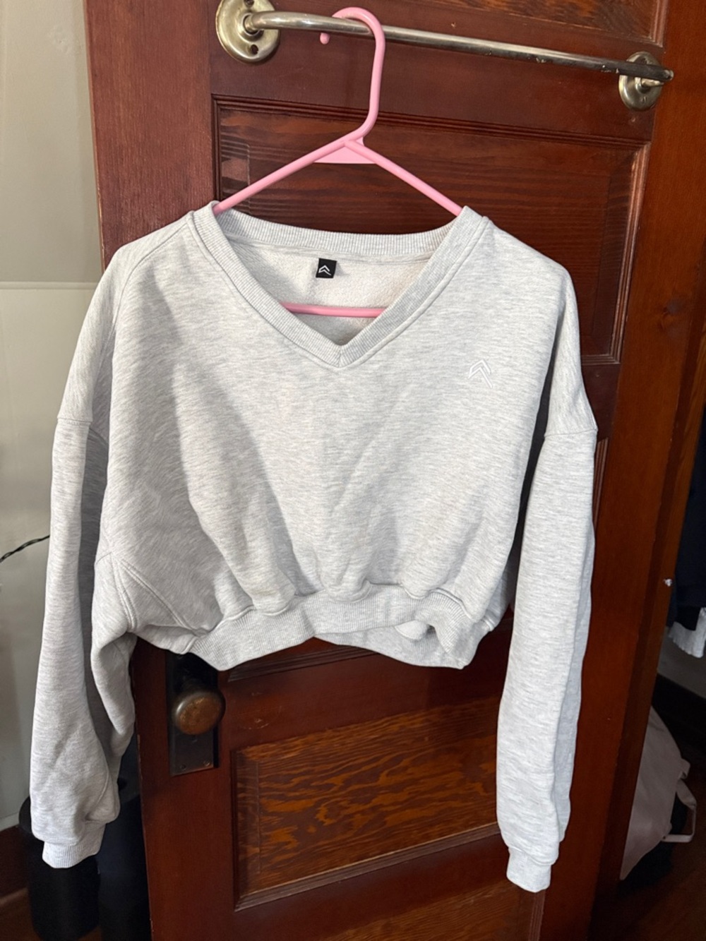 Oner Active Heather Gray V-Neck Cropped Sweatshirt
